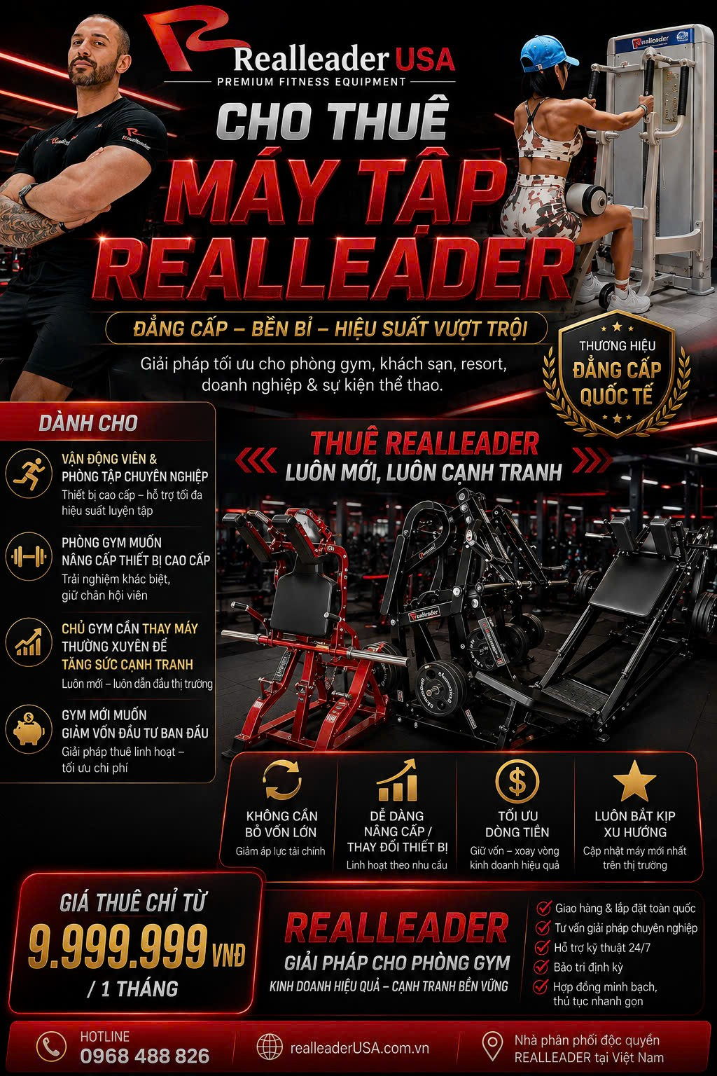 Cho thuê máy tập gym cao cấp Realleader USA